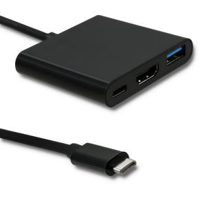 Kabel adapter Qoltec USB 3.1 typCM /  HDMI AF+USB AF+USB C | czarny