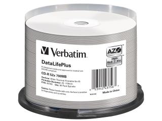 Płyty CD-R Verbatim 700MB DL+ AZO Thermal Printable Medi Disc No ID (cake 50)