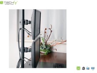 Uchwyt biurkowy Techly 13"-27", 2x10kg na 2 monitory regulowany