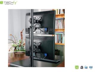 Uchwyt biurkowy Techly 13"-27", 2x10kg na 2 monitory regulowany