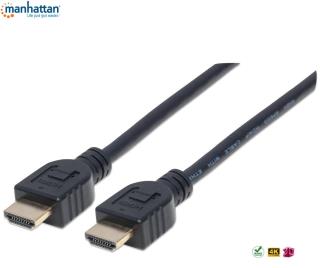 Kabel Manhattan HDMI/HDMI V2.0 M/M Ethernet 3D4K CL3, czarny, 5m 