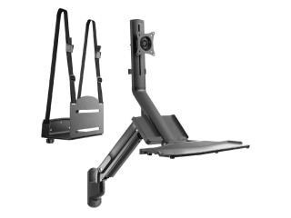 Uchwyt ścienny do monitora i klawiatury Maclean MC-838 ze sprężyną gazową i uchwytem na komputer / CPU 17"-32" 9 kg 