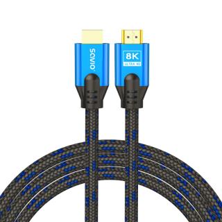 Kabel HDMI v2.1 Savio CL-142 1,8m, 8K, OFC, niebiesko-czarny, złote końcówki