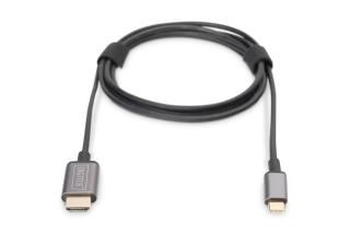 Kabel adapter DIGITUS USB Typ C 3.1  na HDMI 4K 30Hz metalowa obudowa HQ czarny 1,8m