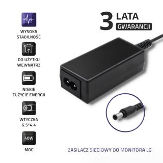 Zasilacz sieciowy Qoltec do monitora LG 40W | 19V | 2.1A | 6.5*4.4 | +kabel zasilający