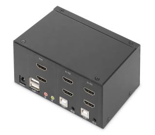 Przełącznik KVM DIGITUS 2 portowy HDMI, Dual Display, 4K 30Hz