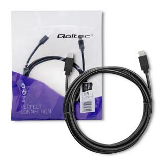 Kabel USB Qoltec 3.1 typ C męski | USB 3.1 typ C męski | 2.5m | Czarny