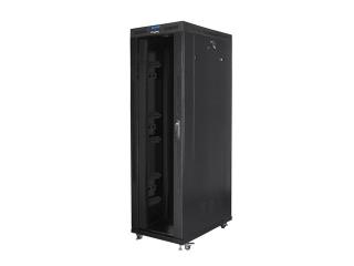 Szafa instalacyjna Rack stojąca 19" 42U 800x1200 czarna drzwi szklane LCD Lanberg (flat pack)