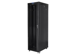 Szafa instalacyjna Rack stojąca 19" 47U 800x1000 czarna drzwi szklane LCD Lanberg (flat pack)