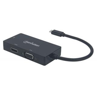 Kabel adapter Manhattan USB-C 3.1 na HDMI/DVI/VGA Multiport
