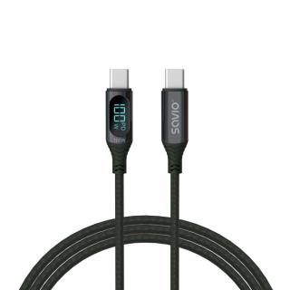 Kabel USB SAVIO CL-174, USB-C do USB-C, z wyświetlaczem cyfrowym, 1m, czarny
