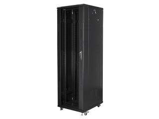 Szafa instalacyjna Rack stojąca 19" 47U 800x1000 drzwi szklane czarna Lanberg (złożona)