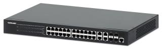 Switch zarządzalny Intellinet 24x 10/100/1000 Mbps PoE+ 370W+4x uplink Combo RJ45/SFP VLAN Rack 19"