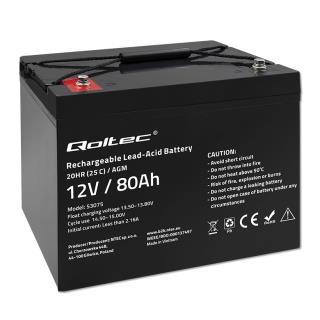 Akumulator AGM Qoltec 12V | 80Ah | 23,5kg