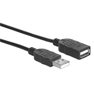 Kabel przedłużający USB Manhattan U2-AA-30-EX USB 2.0 A-A M/F, 3m, czarny ICOC