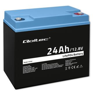 Akumulator LiFePO4 Qoltec Litowo-Żelazowo-Fosforanowy | 12.8V | 24Ah | 307.2Wh | BMS