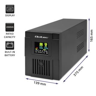 Zasilacz awaryjny UPS Qoltec  Monolith | 2000VA | 1200W | LCD | USB