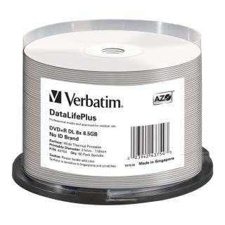 Płyty DVD+R DL Verbatim DataLife Plus 8.5GB 8x Wide Thermal Printable (Spindle 50)