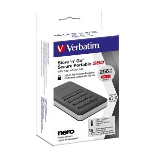 Dysk SSD zewnętrzny Verbatim Store 'n' Go Portable 256GB USB 3.0 Type-C z klawiaturą czarny