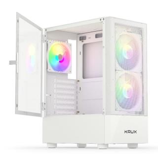 Obudowa KRUX Vako White RGB ATX, z oknem, bez zasilacza, biała
