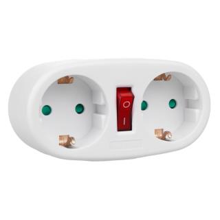 Gniazdko prądowe Maclean MCE338 F, rozgałęźnik z 2 gniazdami i wyłącznikiem, typu F, 2x16A