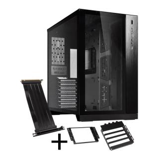 Obudowa Lian Li O11DX E-ATX Midi Tower bez zasilacza z oknem czarna + O11D-1X-4 Riser Card