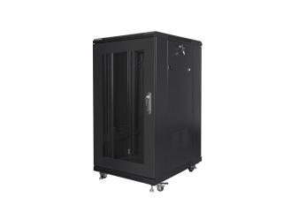 Szafa instalacyjna Rack stojąca 19" 22U 800x800 czarna drzwi perforowane Lanberg (flat pack)