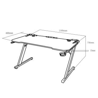 Biurko gamingowe NanoRS RS120 czarne 50kg max, wysokość 750mm