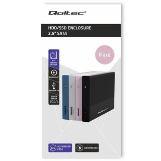 Obudowa/kieszeń Qoltec na dysk SSD HDD 2.5" | SATA | USB 3.0 | Super speed 5Gb/s | 2TB | Różowy