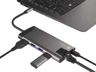 Stacja dokująca HUB USB Natec Fowler Plus Multiport USB-C PD, 3x USB 3.0, HDMI 4K, RJ45, USB-C, SD, Micro SD
