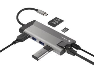 Stacja dokująca HUB USB Natec Fowler Plus Multiport USB-C PD, 3x USB 3.0, HDMI 4K, RJ45, USB-C, SD, Micro SD