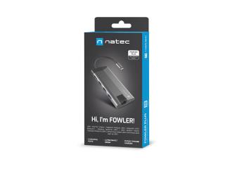 Stacja dokująca HUB USB Natec Fowler Plus Multiport USB-C PD, 3x USB 3.0, HDMI 4K, RJ45, USB-C, SD, Micro SD