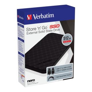 Dysk SSD zewnętrzny Verbatim Store n Go 512GB 2,5" USB-C 3.2 czarny