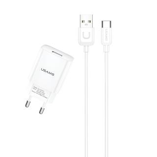 Ładowarka sieciowa Usams T21 2,1A 1xUSB + kabel USB-C - biała