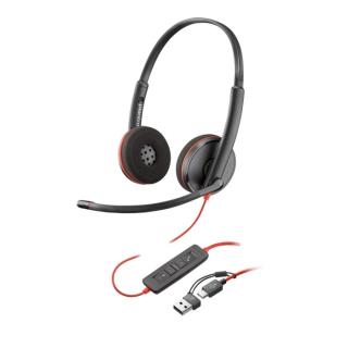 Słuchawki z mikrofonem Poly Blackwire 3320 Stereo USB-C + adapter USB-C/A czarne