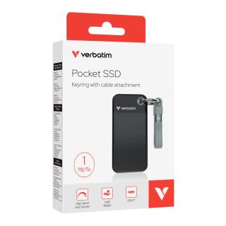 Dysk SSD zewnętrzny Verbatim Pocket SSD 1TB USB-C 3.2 Gen 2 czarny/szary