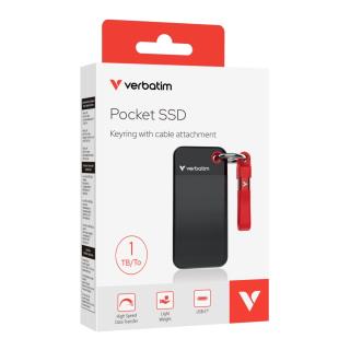 Dysk SSD zewnętrzny Verbatim Pocket SSD 1TB USB-C 3.2 Gen 2 czarny/czerwony