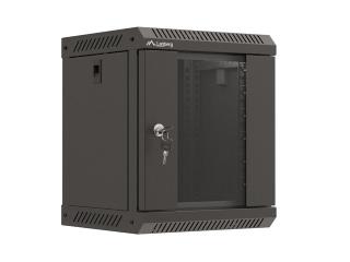 Szafa instalacyjna Rack Lanberg Wisząca 10" 6U 300x300 Drzwi przeszklone (flat pack) Czarna