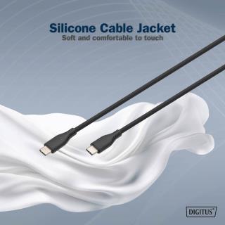Kabel zasilający DIGITUS silikonowy USB-C - USB-C, USB 2.0 60W, 1m czarny