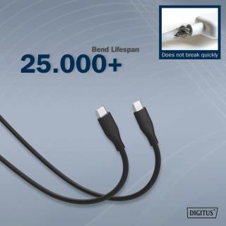 Kabel zasilający DIGITUS silikonowy USB-C - USB-C, USB 2.0 60W, 1m czarny