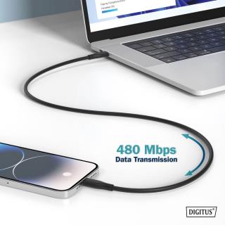 Kabel zasilający DIGITUS silikonowy USB-C - USB-C, USB 2.0 60W, 1m czarny