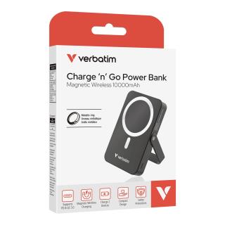 Powerbank Verbatim Charge 'n' Go Magnetic Wireless with Stand 10000mAh USB-