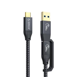 Kabel USB Orico  ACC32-03-BK-BP USB-C - USB-C+USB-A 20 Gbps, 4K, 100W, 0,3m 