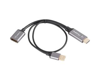 Kabel adapter Lanberg HDMI (M) -> Displayport (F) 4K na kablu 20cm srebrny