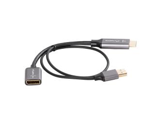 Kabel adapter Lanberg HDMI (M) -> Displayport (F) 4K na kablu 20cm srebrny