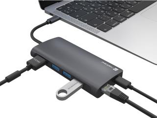 Stacja dokująca USB Natec Fowler 2 V2 Multiport USB-C -> HUB USB 3.0 3x, Hdmi 4k, USB-C, RJ45, SD, Micro SD