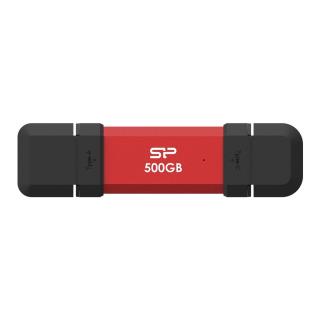 Dysk zewnętrzny SSD Silicon Power DS72 500GB USB-A USB-C (1050/850 MB/s) czerwony