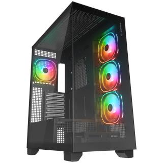 Obudowa Rampage Hydra V1 4x wentylator USB-C/USB-A + hub, czarna
