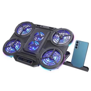 Podstawka chłodząca Rampage PROTE R6 pod laptopa 10-17", RGB, regulowana - 8680096128509 - zdjęcie