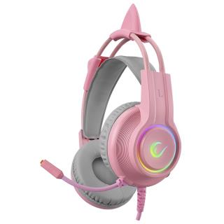 Słuchawki z mikrofonem Rampage RM-K91 X-CATTY przewodowe 7.1 RGB, różowe